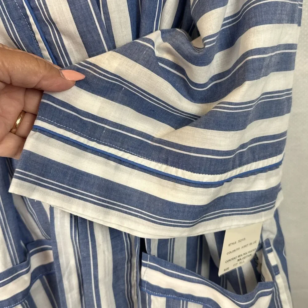 VTG Pierre Cardin NWT Robe One Size Striped Blue White Deadstock Sibleys Tag